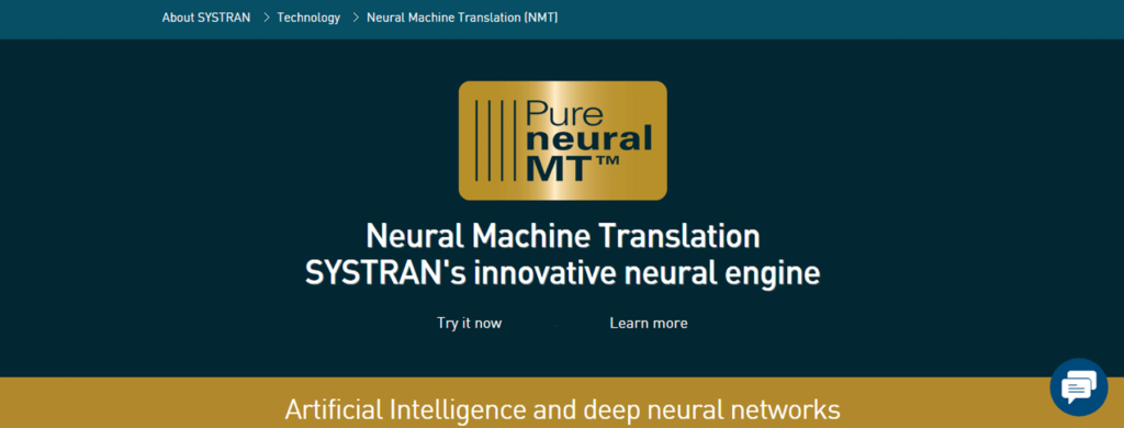 machine translation - Systran Pure Neural MT